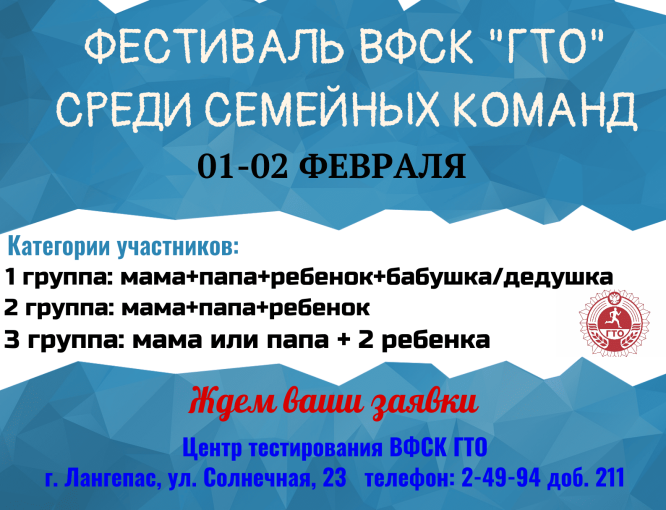 Фестиваль ВФСК «ГТО» среди семейных команд Фестиваль ВФСК «ГТО» среди семейных команд.